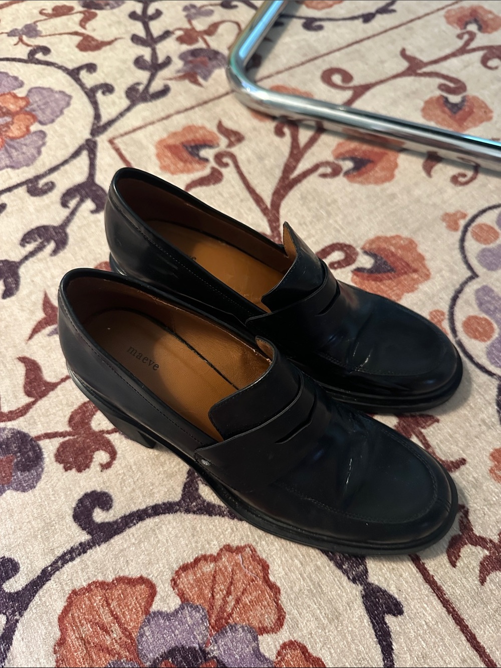 Maeve Black Leather Penny Loafers - Women’s Slip-On Dress Shoes
